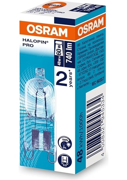 Halopın Pro G9 Kapsul Halojen Ampul Sarı Işık 48W=60W modelleri