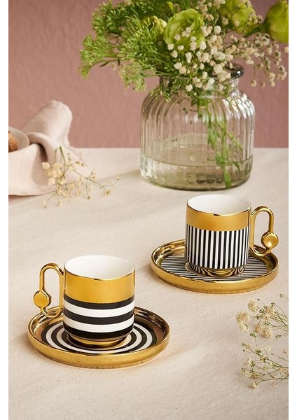 Istanbul Porselen Hare 6 Kişilik Kahve Fincan Takımı 90 ml