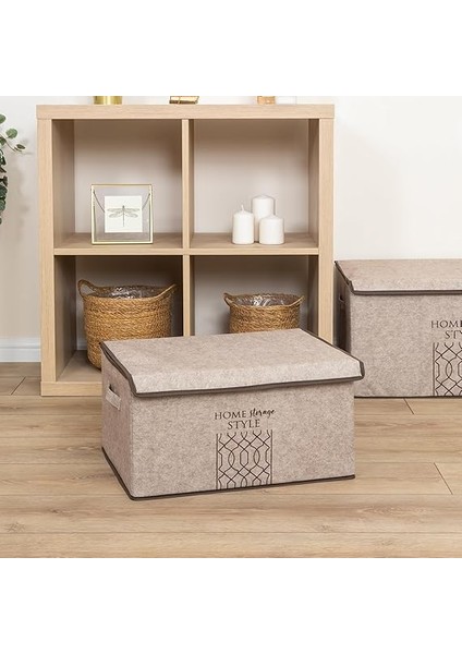 Kapısı Keçe Çok Amaçlı Kapaklı Düzenleyici Kutu 47 x 37 x 24 cm (Maxi, Bej) modelleri