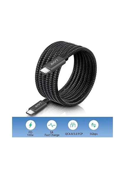 Solid 100W 5A Type C To Type C Hızlı Şarj ve Data Kablosu Halat Örgülü Space Gray Mbt (2 Metre) indirimleri