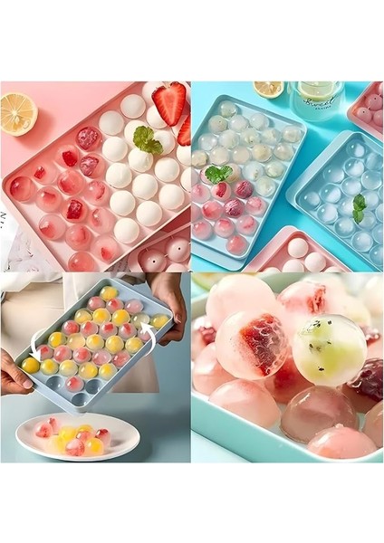 Adet Buz Kalıbı 33 Bölmeli Küre Buzluk Yuvarlak Buz Kalıbı Küre Buz