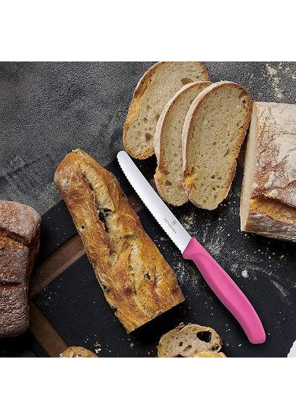 Vt 6.7836.L115 Swiss Classic Pembe Tırtıklı Domates Sosis Bıçağı 11 Cm, Pembe indirimleri
