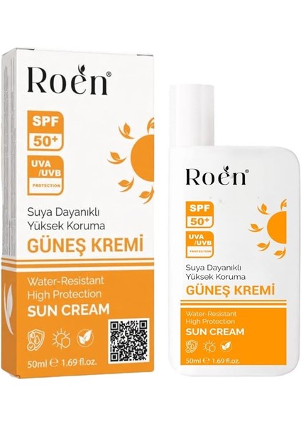 Spf 50+ Suya Dayanıklı Güneş Kremi, Uva/uvb Koruma, Nemlendirici Etkili, 50ML