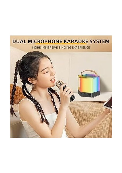Machine Mini Kablosuz Mikrofon Hoparlör Seti, Rgb Renk Işığı ile Çift Mikrofon Karaoke Sistemi, Doğum Günü Partisi Için Taşınabilir, Açık Hava Kullanımı (Black) fırsatları