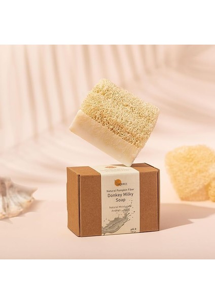 Life Doğal Kabak Lifli Eşek Sütü Sabunu - Doğal Peeling Yapan Yumuşak Lif Kabağı, Nemlendirici, Besleyici Yüz ve Vücut Sabunu 150 Gr.