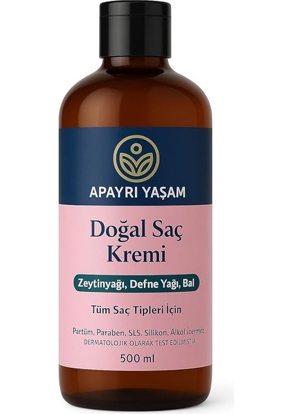 Yaşam Zeytinyağı Defne Yağı Bal Özlü Tüm Saç Tipleri Için Doğal Saç Kremi 500 ml