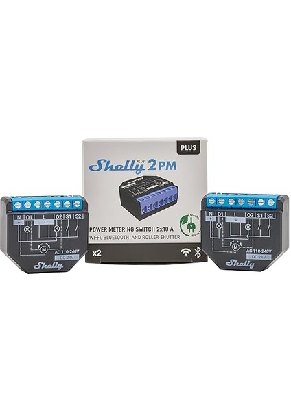 Plus 2pm, Wi-Fi ve Bluetooth 2 Kanallı Akıllı Röle Şalteri, Güç Ölçümü, Ev Otomasyonu, Panjur Uzaktan Kumanda, Alexa ve Google Home, Ios Android Uygulaması (2'li Paket)