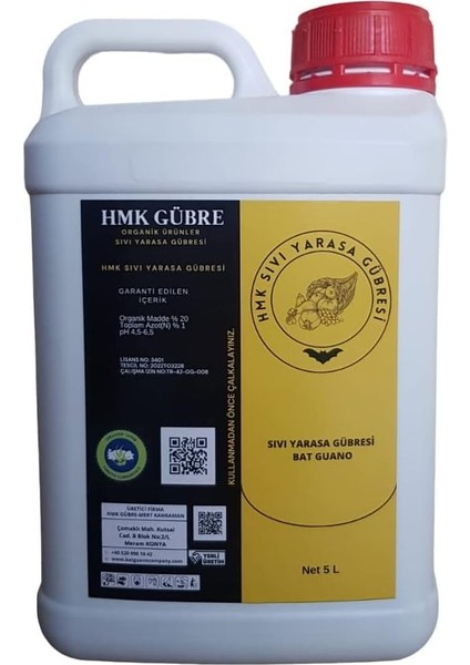 Sıvı Yarasa Gübresi %100 Organik Bat Guano 5 Litre