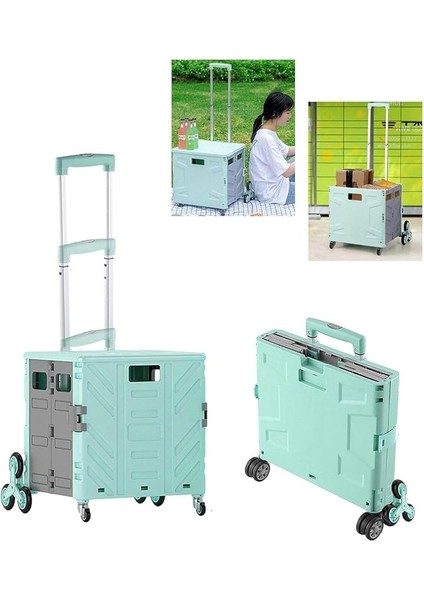 Style Katlanabilen Merdiven Çıkabilen Pazar ve Market Alışveriş Arabası 40 kg