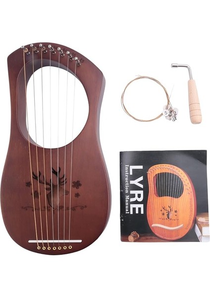 7 Telli Lir Masif Ahşap Metal Teller Yaylı Çalgılar