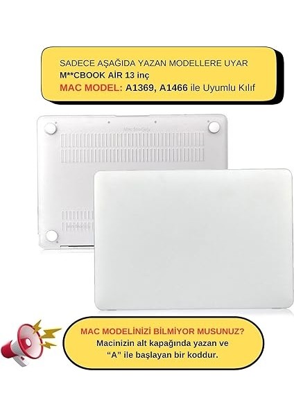 ile Uyumlu Kılıf Mat Sert Hard Shell Kapak, Çizilme ve Darbe Koruması MacBook Air 13 Inç ile Uyumlu – A1369 A1466 2009-2017 Şeffaf fiyatları