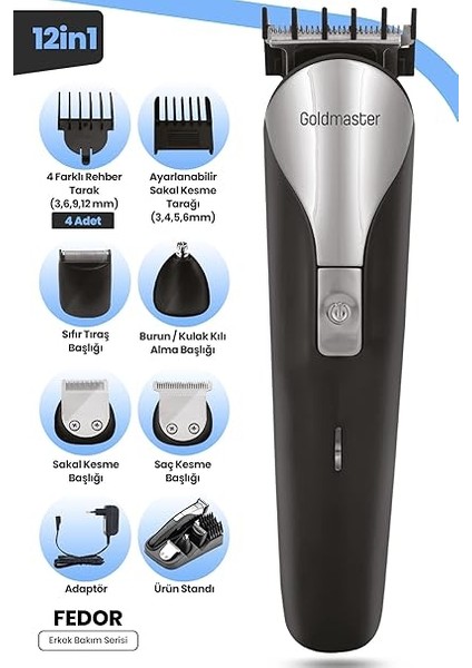 Fedor 120 Dakika Kullanım Süreli Li-Ion Bataryalı 12 In 1 Erkek Bakım Seti fiyatları