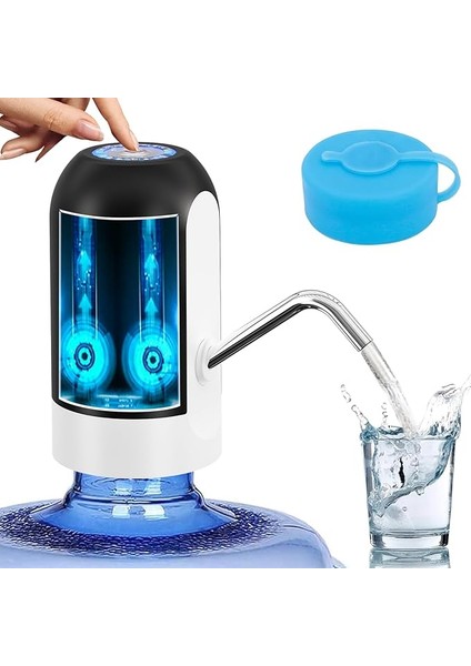 Otomatik Içme Suyu Pompası, USB Şarj, Evrensel 5 Galon Şişe Için Taşınabilir Elektrikli Su Sebili Anahtarı - Siyah