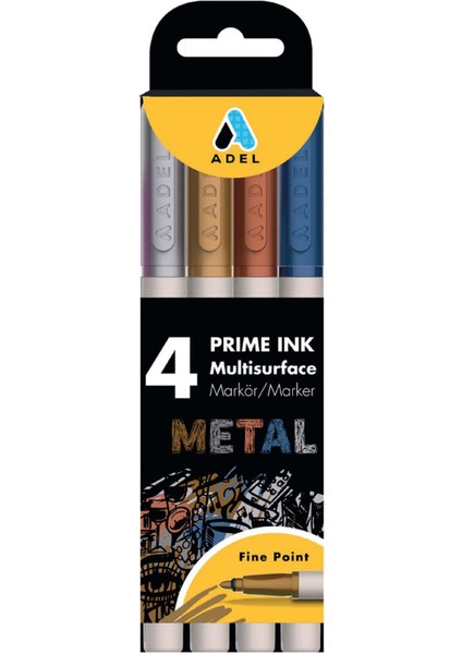 Prime Ink Multisurface 4'lü Metalik Markör
