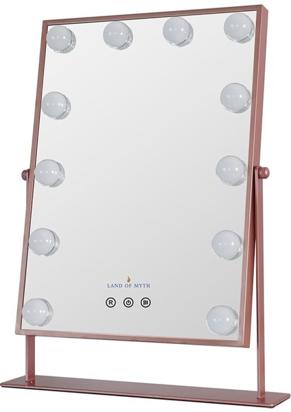 Of Myth - LOM2087 Hollywood Style 3 Renk LED Işıklı Makyaj Aynası, Dokunmatik, 360° Döner Metal Çerçeve (Rose Gold) fiyatları
