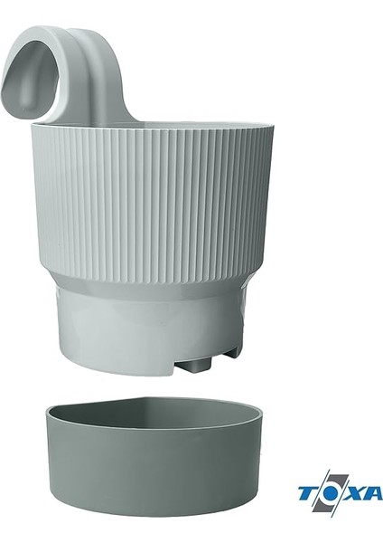 Ixora Tek Askılı Balkon Saksısı Tabaklı Mat Plastik Saksı (4 Adet, Gri) fırsatları