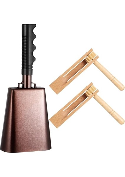 Metal Cowbell & Ahşap Iplik Cırcır Çıngırak Seti, Düğünler, Spor ve Kutlamalar Için 3 Parça Set modelleri