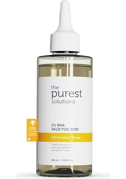 Purest Solutions, Yağlı ve Karma Cilt Sivilce ve Siyah Nokta Karşıtı, Gözenek Sıkılaştırıcı Salisilik Asit Tonik 200 ml