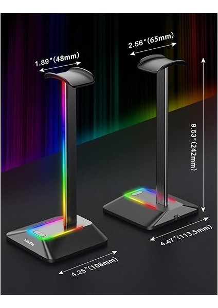 Bee Rgb Kulaklık Standı, Oyun Kulaklığı Standı, Kulaklık Tutucu, Kablosuz Şarj Kulaklık Tutucu, 1 x USB 7 Aydınlatma Efekti Modu, Siyah fırsatları