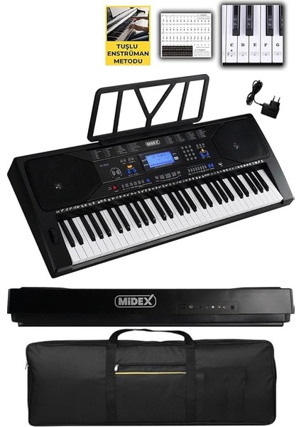 PS-4500 Tuş Hassasiyetli 61 Tuşlu Org Dijital LCD Ekran USB Mp3 Çanta Notalık Adaptör Dahil (300 Ses 300 Ritim)