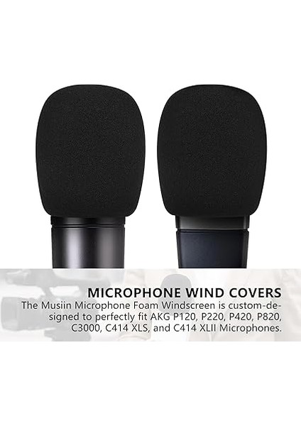 Akg P120, P220, P420, P420, P820, C3000, C414 Xls, C414 Xlıı Mikrofon Antipop Köpük Kapak, Sünger Köpük Filtresi, Mikrofon Rüzgar Kapağı (Siyah) 2'li Paket ile Uyumlu Mikrofon Köpüğü Ön Cam indirimleri