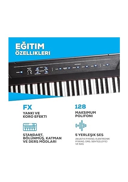 Recital Dijital Piano Klavye 88 Tuşlu Yeni Başlayanlar Için Yarı Ağırlıklı Tuşlu, Dahili Hoparlörlü ve Piano Dersli modelleri