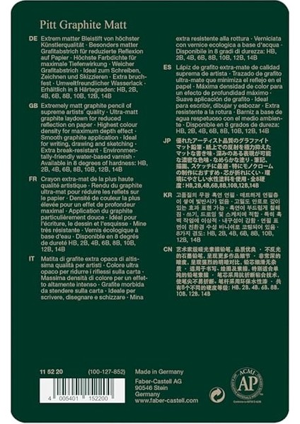 Pitt Matt Dereceli Kalem Seti, 11 Parça, Ultra Mat Siyah Ton, 14B Kalem, Geçiş Kalemi, Kalemtıraş ve Silgi Ile, Sv Sistemli modelleri