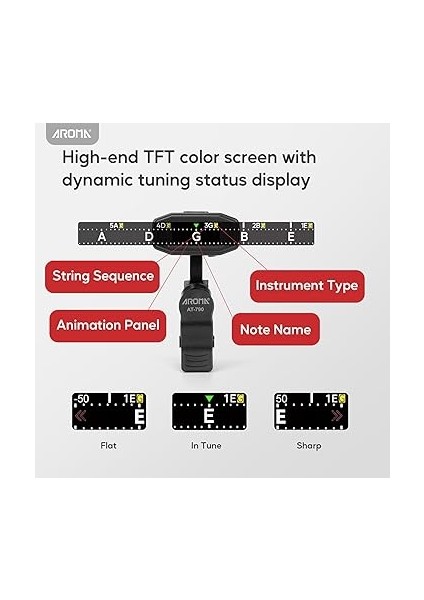 Clip-On Gitar Akort Cihazı, Şarj Edilebilir, Tft Ekranlı, Güçlü Işıkta Iyi Okunabilir, Kromatik Akort Cihazı, Gitar, Ukulele, Keman Bas, Tüm Enstrümanlar Için fiyatları