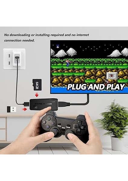 Video Oyun Konsolu, 20.000+ Klasik Oyun Konsolu, 64G 4K HDMI Çıkışı Game Stick, Iki Kablosuz Oyun Konsolu 2.4g Tak ve Çalıştır Tv Çubuğu Taşınabilir Konsol Retro fırsatları