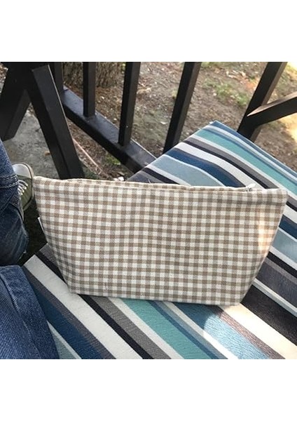 Yıkanabilir Fermuarlı Tek Gözlü Keten Kalemlik Kalem Kutusu Cüzdan Makyaj Çantası Bez Kalem Kesesi (Bej) indirimleri