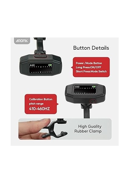 Clip-On Gitar Akort Cihazı, Şarj Edilebilir, Tft Ekranlı, Güçlü Işıkta Iyi Okunabilir, Kromatik Akort Cihazı, Gitar, Ukulele, Keman Bas, Tüm Enstrümanlar Için modelleri