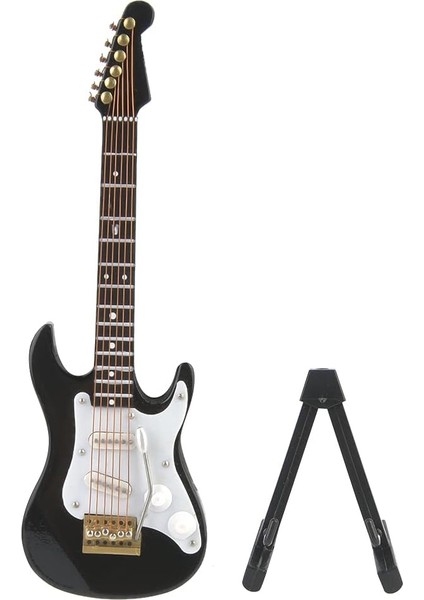 4 Renkli Hassas Mini Ahşap Elektro Gitar Model Koleksiyonu (Siyah)