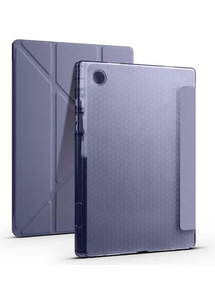 Galaxy Tab A8 10.5 SM-X200 (2021) ile Uyumlu Zore Tri Folding Kalem Bölmeli Standlı Kılıf-Jean Blue