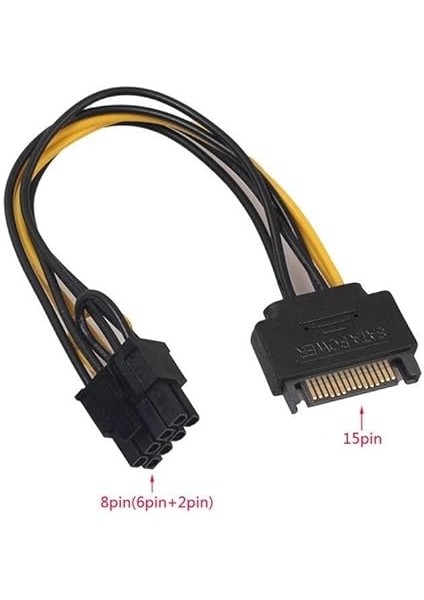 To 6+2 Pin 8 Pin Ekran Kartı Power Çevirici Kablo Bakır 20CM fırsatları