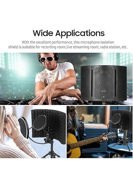 Yüksek Yoğunluklu Süngerli Mikrofon Izolasyon Ekranı 3 Panelli Katlanabilir Ön Cam Mini Rüzgarlık Panosu Stüdyosu Için Ses Yalıtım Kapağı Ses Emici Tripod Pop Filtreli Ekipmanı Mikrofon fırsatları