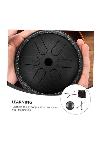 6 Parça Çelik Dil Davul Seti Vurmalı Çalgı Yoga Meditasyon Müzik Eğitimi Siyah Kit indirimleri