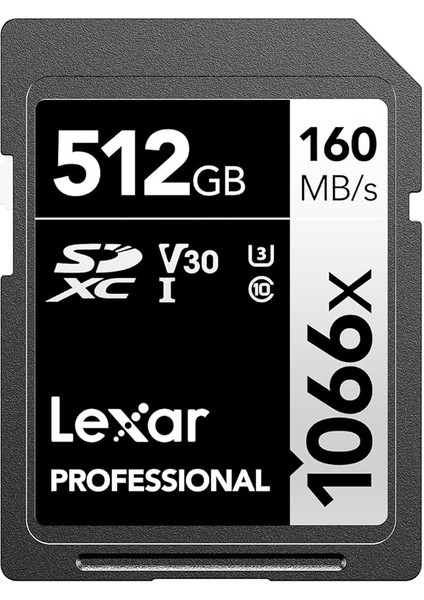 Profesyonel 1066X 512GB Sdxc Uhs-I Hafıza Kartı Gümüş Serisi, C10, U3, V30, Full-Hd ve 4K Video, 160MB/S'YE Kadar Okuma, Dslr ve Aynasız Kameralar Için (LSD1066512G-BNNNU)