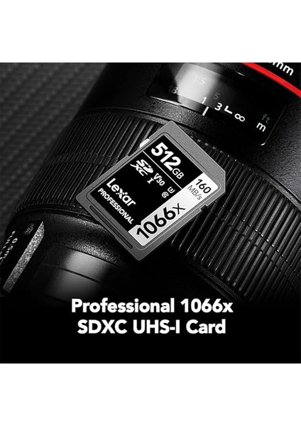 Profesyonel 1066X 512GB Sdxc Uhs-I Hafıza Kartı Gümüş Serisi, C10, U3, V30, Full-Hd ve 4K Video, 160MB/S'YE Kadar Okuma, Dslr ve Aynasız Kameralar Için (LSD1066512G-BNNNU) fiyatları