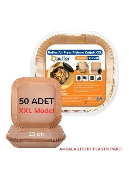 50 Adet Air Fryer Pişirme Kağıdı Tek Kullanımlık 23 cm Kare Pişirme Kağıdı Xxl fiyatları