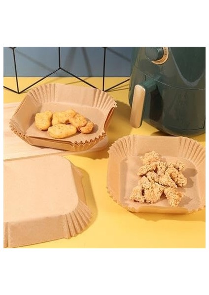 50 Adet Air Fryer Pişirme Kağıdı Tek Kullanımlık 23 cm Kare Pişirme Kağıdı Xxl modelleri