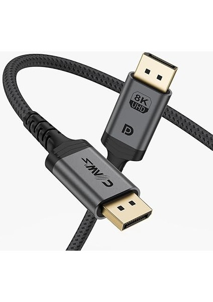 8k UHD Displayport V1.4 32.4 Gbps / 24K Gold/alüminyum Gövdeli 8k 60Hz-4K 120Hz-2K 240HZ-FHD 240Hz Destekli G-Sync & Freesync 2 Metre Premium Displayport Kablo (C-Dpp-B1) modelleri
