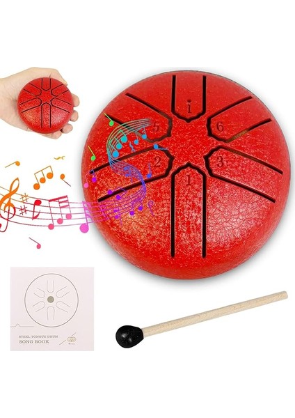 Dil Davul, 3 Inç 6 Ton Dil Davul Pan Perküsyon Enstrümanı, Çelik Dil Tamburu, Çelik Pan Tonları Vurmalı Enstrüman, Tokmaklı Çelik Handpan Davul, Meditasyon, Yoga Ses Iyileştirme Için