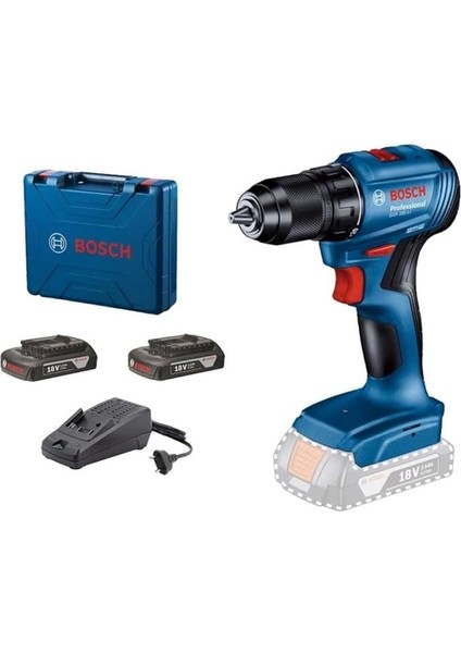 Professional Gsr 185-LI Akülü Delme Vidalama Makinesi (18 Volt, 2 x 2,0 Ah Akü, Şarj Cihazı, Yumuşak/sert Tork: 21/50 Nm; L-Case Plastik Çanta)