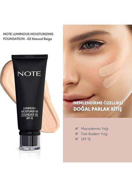 Luminous Moisturizing 02 Natural Beige Nemlendirici Etkili Spf 15 Kapatıcı Fondöten fiyatları