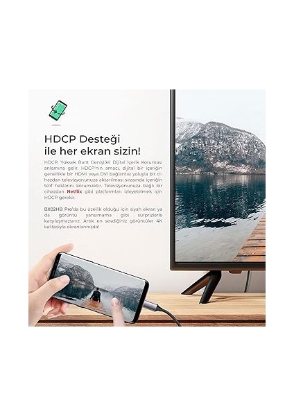 BX02HB Pro Type-C To 4K@60Hz Hdcp Hdmı, Macbook/windows Uyumlu Multimedya Kablo fırsatları