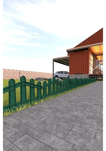 Plastik Bahçe ve Peyzaj Çiti 8 Adet Çit (Y: 32 Cm/g: 4.4 M) Toprak Ayaklı (Yeşil) modelleri