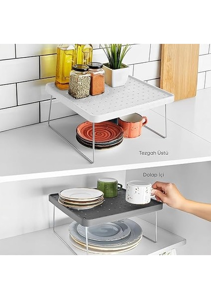 Dolap Içi Düzenleyici Katlanır Dekoratif Büyük Raf, Tabak, Bardak Rafı, Mutfak Düzenleme Rafı (Beyaz) (30CM*30CM*15CM) fiyatları
