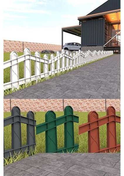 Plastik Bahçe ve Peyzaj Çiti 8 Adet Çit (Y: 32 Cm/g: 4.4 M) Toprak Ayaklı (Yeşil) indirimleri