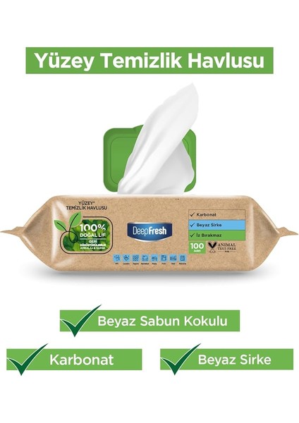 Fresh Deepfresh Iz Bırakmaz Yüzey Temizleme Havlusu, Karbonat & Beyaz Sirke, Beyaz Sabun Kokulu (100 Yaprak) modelleri