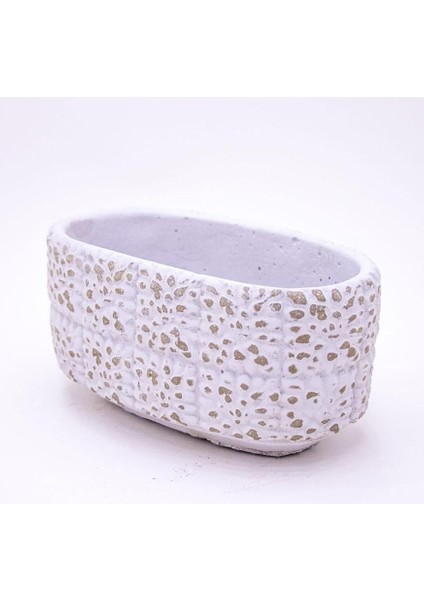 Botanik Gül Desenli Oval Aranjman Beton Kaktüs Çiçek Saksısı Beyaz Renk 16 x 8 x 8 cm fiyatları